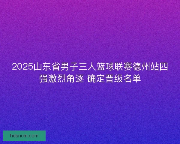 2025山东省男子三人篮球联赛德州站四强激烈角逐 确定晋级名单